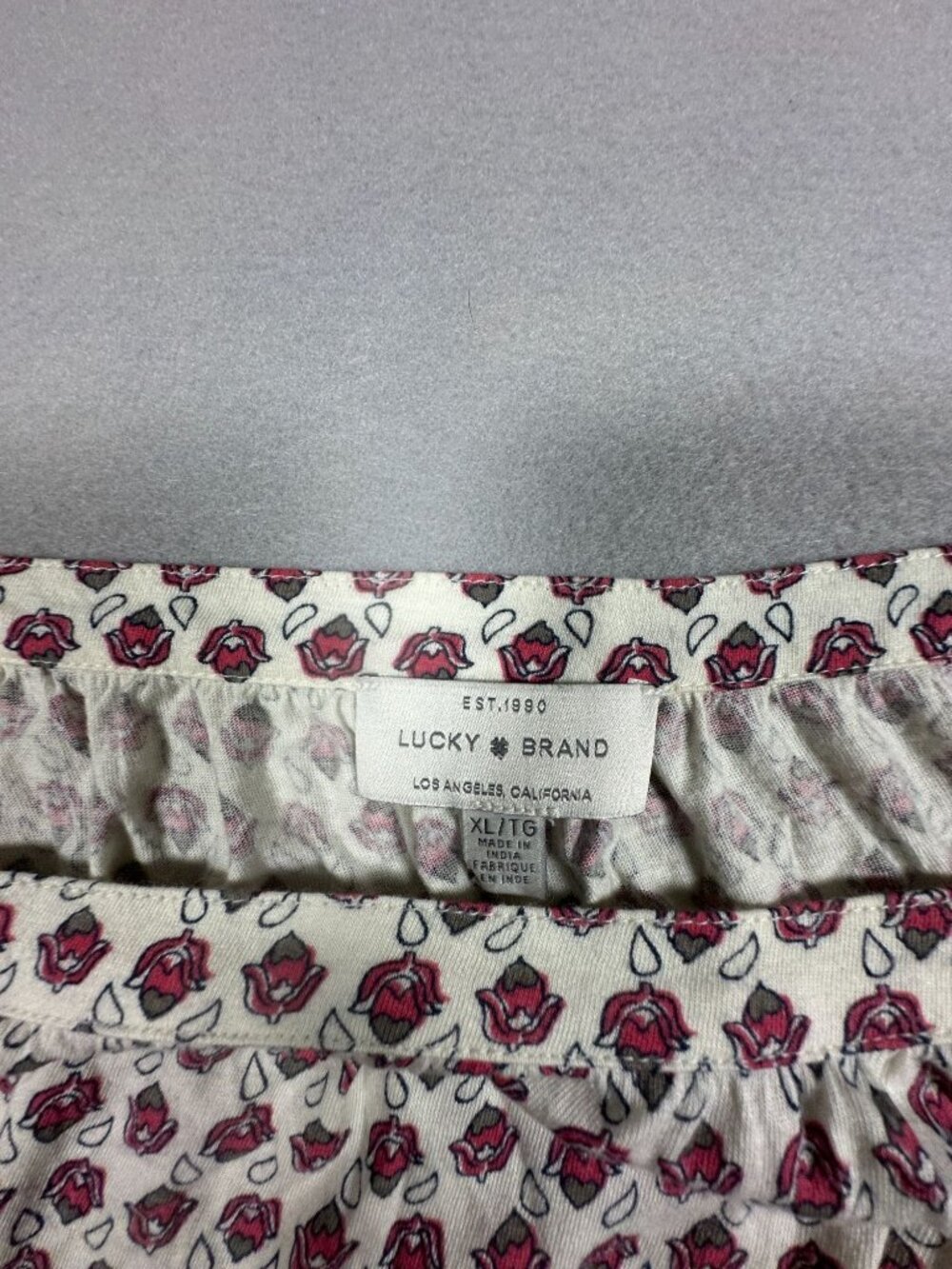 Lucky Brand Floral Tie-Front Blouse XL White/Pink Short Sleeve Lightweight - Picture 3 of 6
